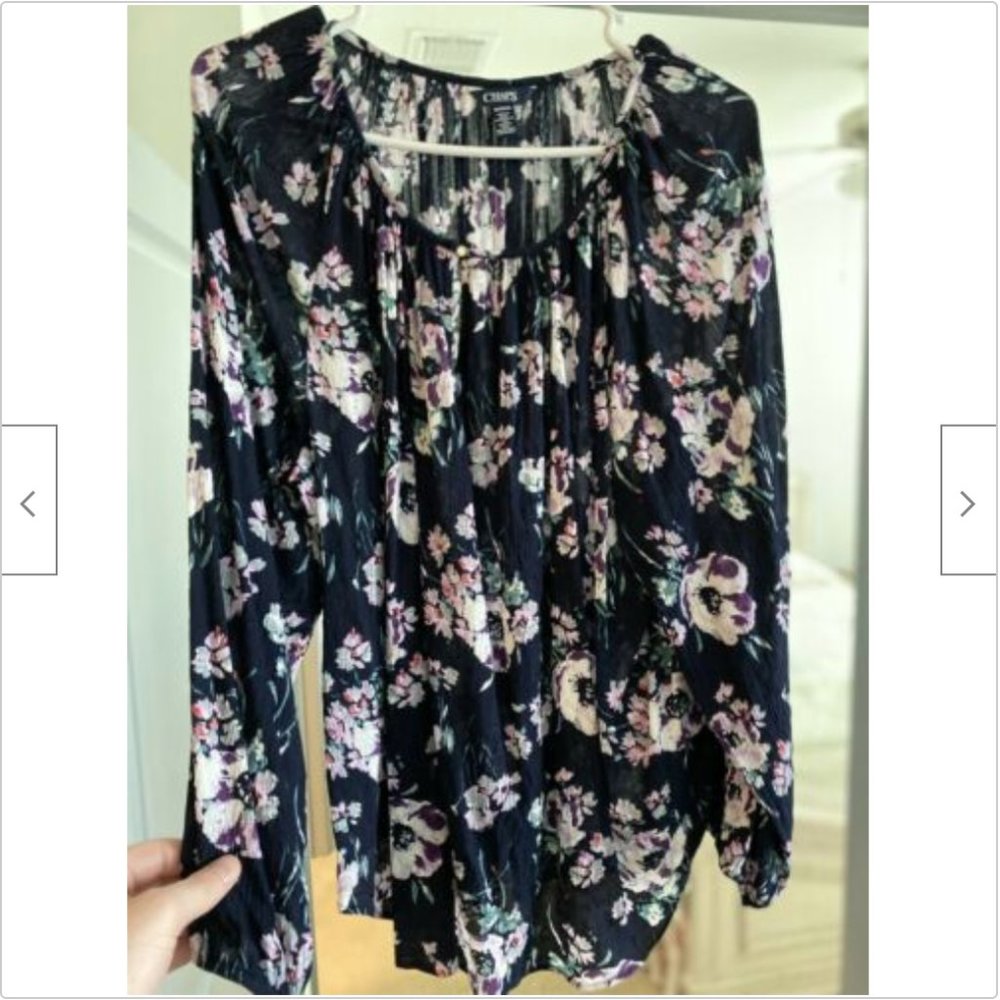Chaps Women’s Floral Casual Top - Blue - 2x - NWOT